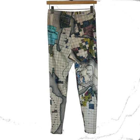 Women Size XL Bombsheller Seattle Washington 1890 City Map Workout Yoga Leggings - Picture 5 of 8